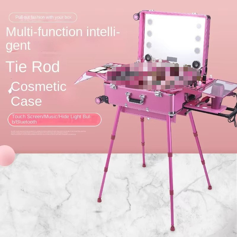 Beauty Makeup Trolley - Алюминиевый чемодан-тележка Bluetooth для визажистов, складной,
