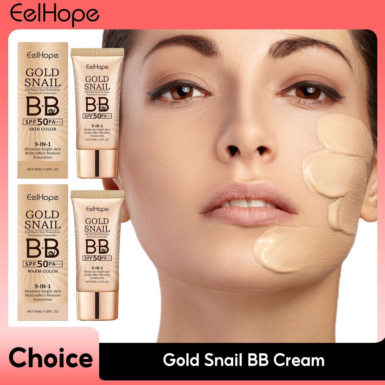 Beauty Makeup Foundation - Солнцезащитный крем с золотой улиткой, BB-крем