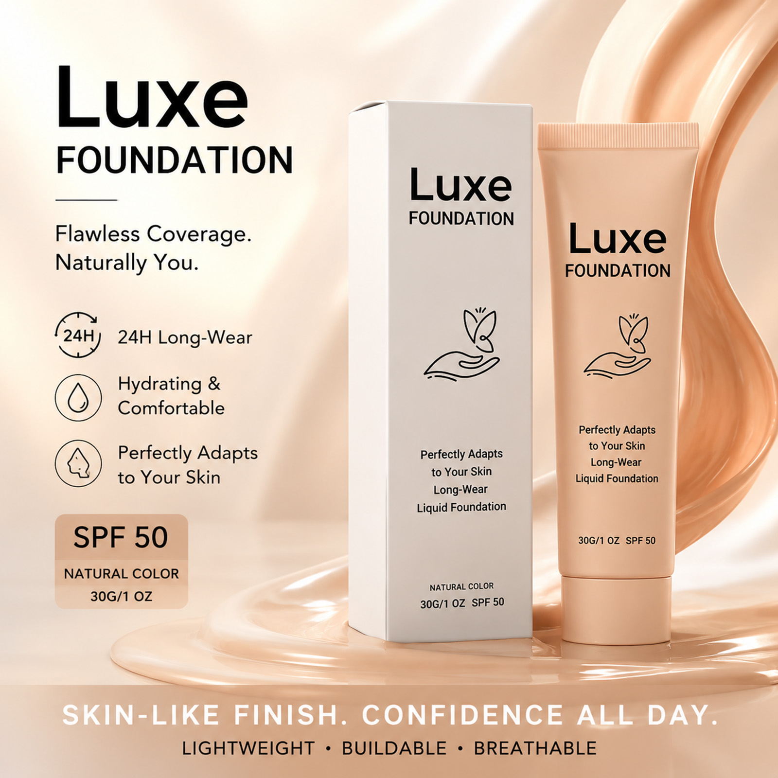 Beauty Makeup Foundation - Тональный крем с SPF 50+ и