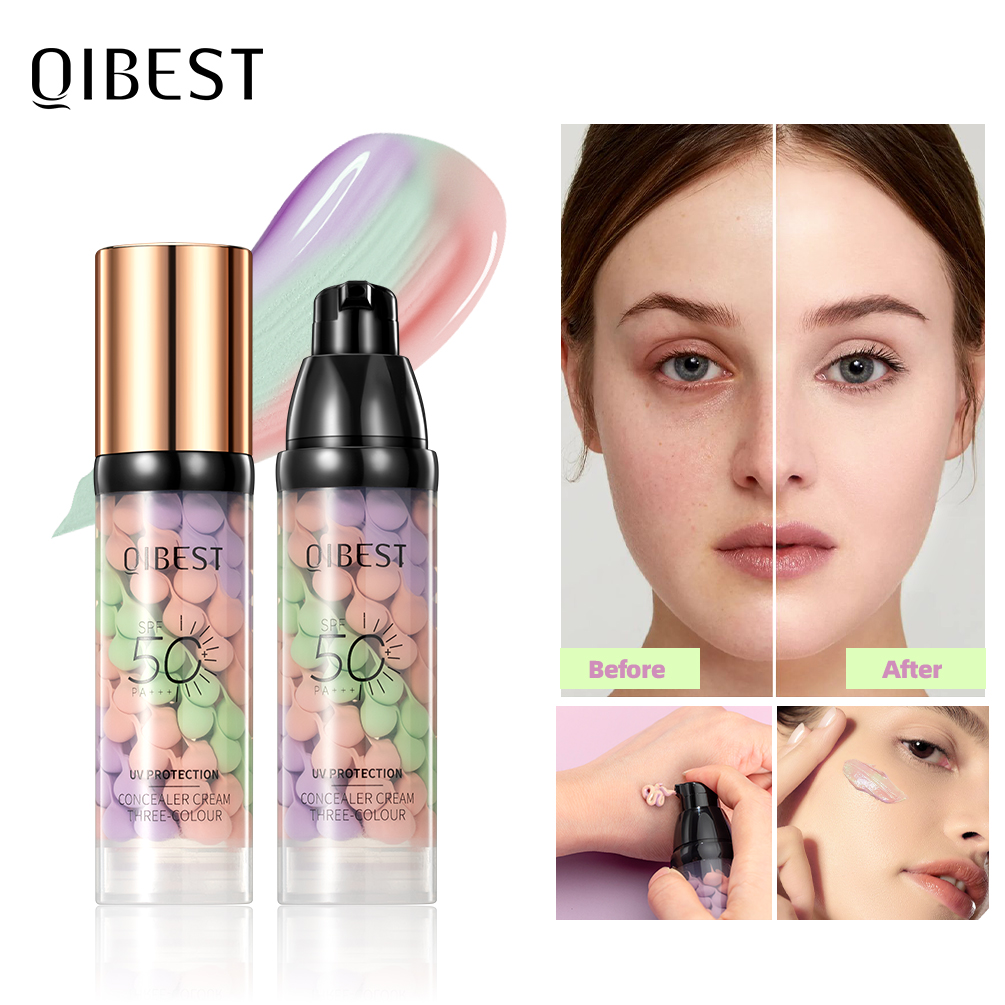 Beauty Makeup Foundation - Праймер для макияжа лица QIBEST, трехцветный
