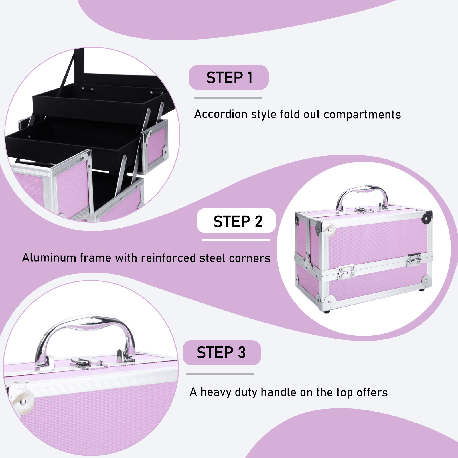 Розовый кейс для косметики из  – обзор и цена Beauty Makeup Organizer